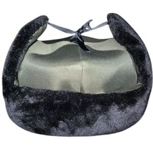 Vintage Style Trapper Hat Faux Fur Trim‎ Winter Ear Flaps Olive Green Black